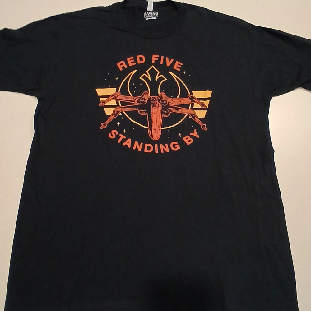 Fifth Sun Star Wars Black T-shirt Orange Red Five Standing By Graphic Men L NWOT